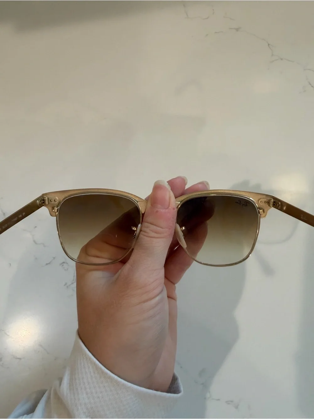 Ray-Ban Tortoise and Gold Clubmaster Sunglasses with Brown Gradient Lenses